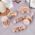 Montessori Wooden Toys 0-1 Years Old Newborns 6 Months Old Baby Grasping Training Rattle Can Chew - Image 3