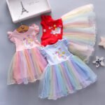 Girl's Cotton dress 2025 Summer Dress Girl's Baby Children's Western-style Pony Mesh Vest Princess Trendy Skirt - Image 2