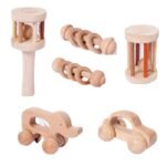 Montessori Wooden Toys 0-1 Years Old Newborns 6 Months Old Baby Grasping Training Rattle Can Chew - Image 4
