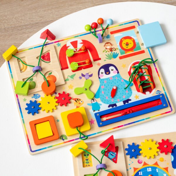 Children'S Wooden Colorful Cosmic Busy Board Baby'S Early Education Hand-Eye Coordination Parent-Child Educational Toys