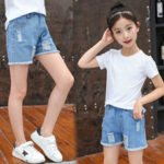 Girls Pleated Denim Shorts Summer Outer Wear New Children'S Jeans Women'S Baby Hot Pants Short - Image 10