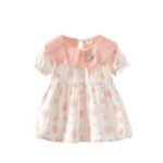 Children'S Clothing Girls' Short-Sleeved Dress Stylist Small Dress Baby Girl Floral Skirt Baby'S Summer Short-Sleeved Dress