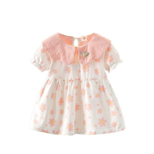 Children'S Clothing Girls' Short-Sleeved Dress Stylist Small Dress Baby Girl Floral Skirt Baby'S Summer Short-Sleeved Dress