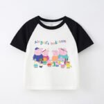 Children'S T-Shirt Short Sleeve Summer Boys T-Shirt Cotton Baby Cartoon Girls Jacket Stitching Raglan Sleeve - Image 2