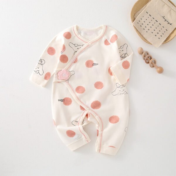 Baby Pure Cotton Jumpsuit For All Seasons, Newborn Baby Clothes For Men And Women, Cotton Belly Protection Velcro Butterfly Clothes For Spring & Fall
