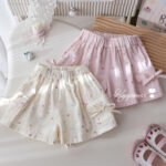 Girls' Summer Casual Shorts  Fashionable Printed Bow Crane Pants Baby'S Summer New All-Match Hot Pants