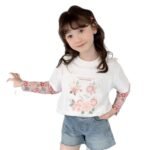 2025 New Girls' Summer Sunscreen Sleeve T-Shirt Fashionable Girl'S Summer Stitching Cartoon Top Trendy - Image 4