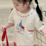 Girls' Short-Sleeved T-Shirt Children'S Summer 2025 New Style Beautiful Super Good-Looking Top White Cartoon Base Shirt