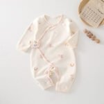 Baby Pure Cotton Jumpsuit For All Seasons, Newborn Baby Clothes For Men And Women, Cotton Belly Protection Velcro Butterfly Clothes For Spring & Fall - Image 9