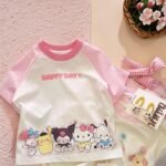 Girls' Cotton Summer Short-Sleeved T-Shirt Cartoon New Arrival Women'S Crewneck Rulose Color-Matching Half-Sleeved Top - Image 2