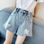 Girls Pleated Denim Shorts Summer Outer Wear New Children'S Jeans Women'S Baby Hot Pants Short - Image 7