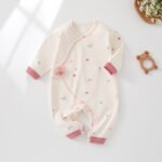 Newborn Romper For Boys And Girls, Side-Opening Velcro, Pure Cotton Seamless Class A Four-Season Monk Suit Crawling Suit For Home - Image 7