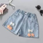 Girls Pleated Denim Shorts Summer Outer Wear New Children'S Jeans Women'S Baby Hot Pants Short - Image 11