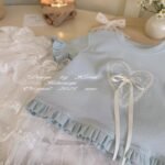 Girls 2025 Summer Fresh Short-Sleeved T-Shirt Sweet Lace Short-Sleeved Top - Image 4