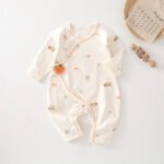 Baby Pure Cotton Jumpsuit For All Seasons, Newborn Baby Clothes For Men And Women, Cotton Belly Protection Velcro Butterfly Clothes For Spring & Fall - Image 7