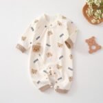 Newborn Romper For Boys And Girls, Side-Opening Velcro, Pure Cotton Seamless Class A Four-Season Monk Suit Crawling Suit For Home